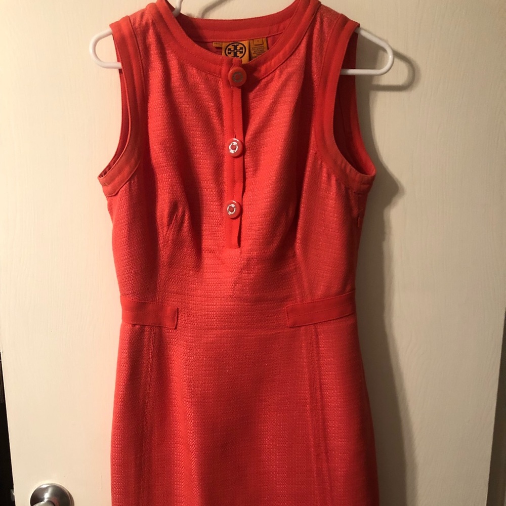 Tory Burch coral shift dress 6 tweed